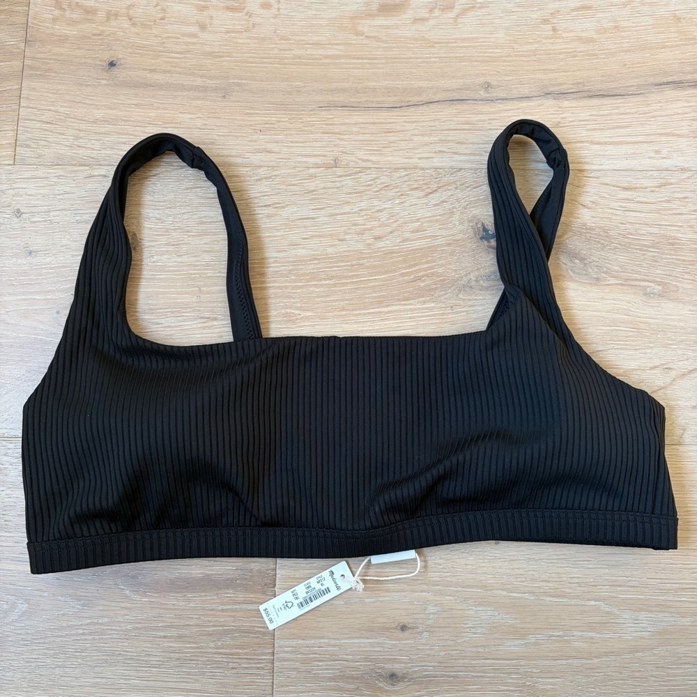 Madewell Ribbed Bikini Top • Size XL • Black • New With Tags • $55 MSRP *Q15 - Picture 2 of 3